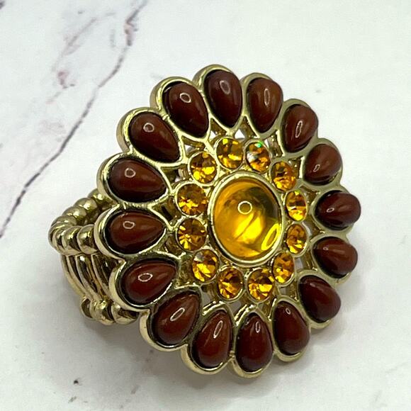 Fall/Autumn orange, brown, yellow ring lot of 10 - Picture 5 of 12